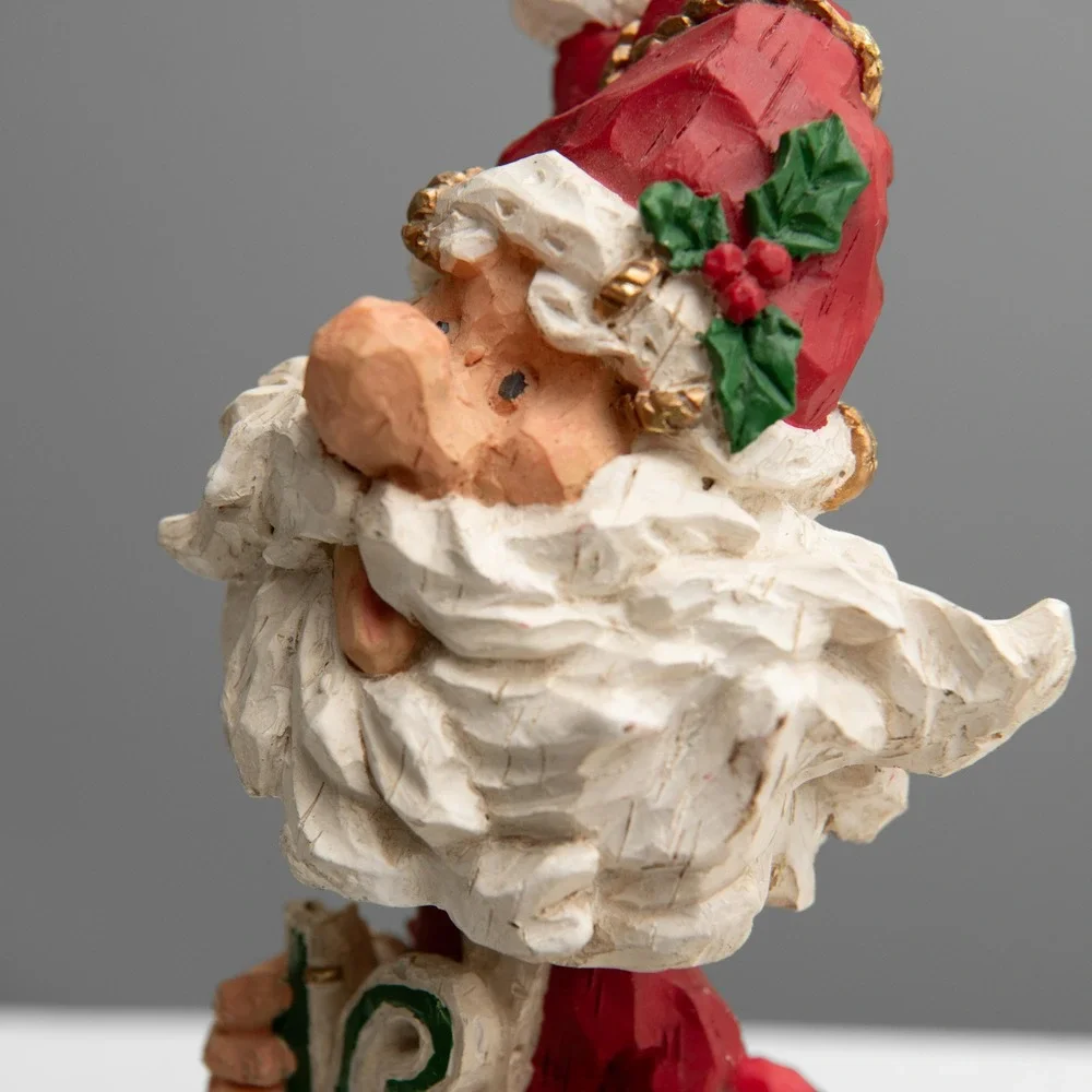 VTG David Frykman Wood Carved Santa Claus Bobble Head Folk Art Rustic Farmhouse
